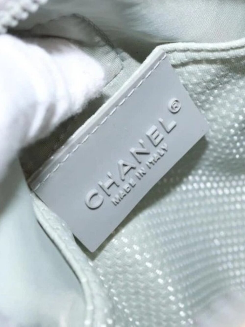 CHANEL Sports Line Shoulder Bag Nylon White Silver CC Auth bs32848 - Picture 12 of 16
